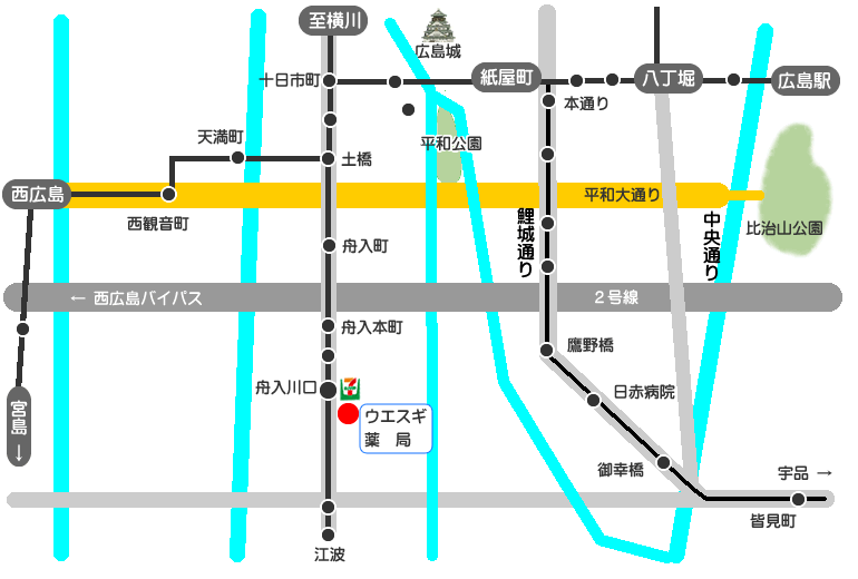 ウエスギ薬局　アクセスマップ